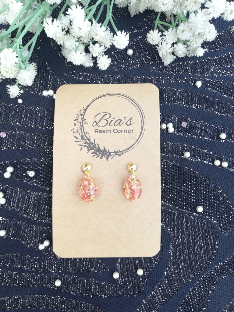 Red Floral Stud Earrings