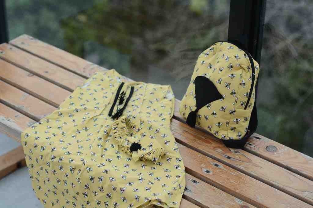 Printed Baby Frock with bag pack