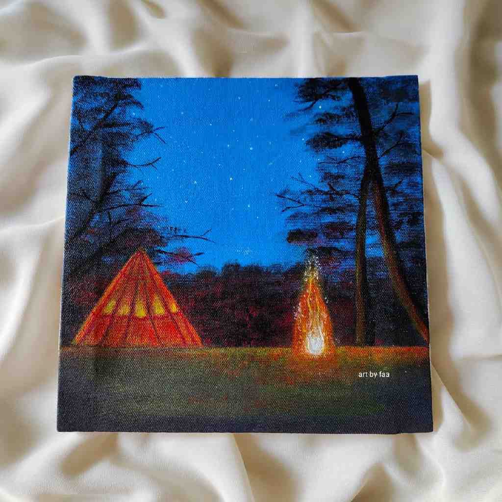 Evening Forest Scenery Acrylic Painting