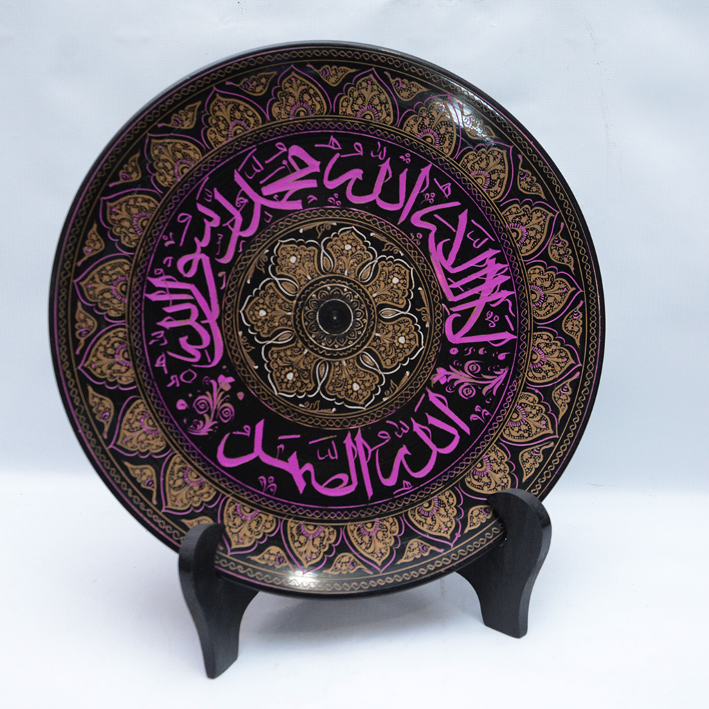 Lacquer Art Decoration Plate + Stand