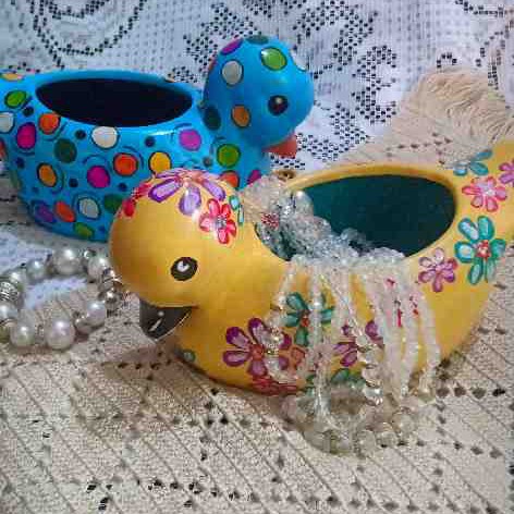 Hand Painted Ducks Pair