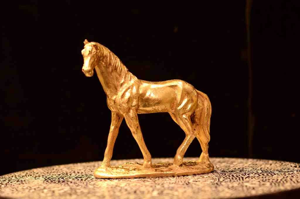 Fiber Horse Golden Mini Sculpture