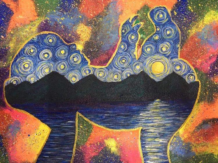 Acrylic Painting on Canvas Sheet Mother Nature