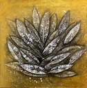 Royal Golden Hues Acrylic Leaf Printing on Canvas