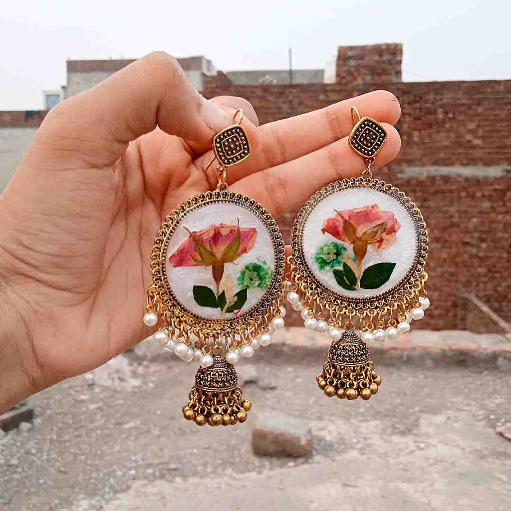 Real Rose Jhumkas