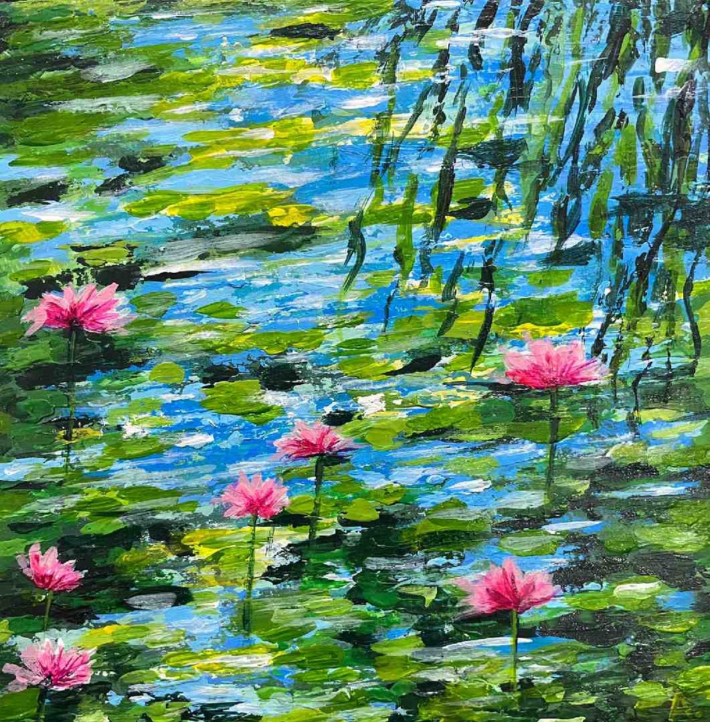 Lily Pond Painting Inspired by Claude Monet