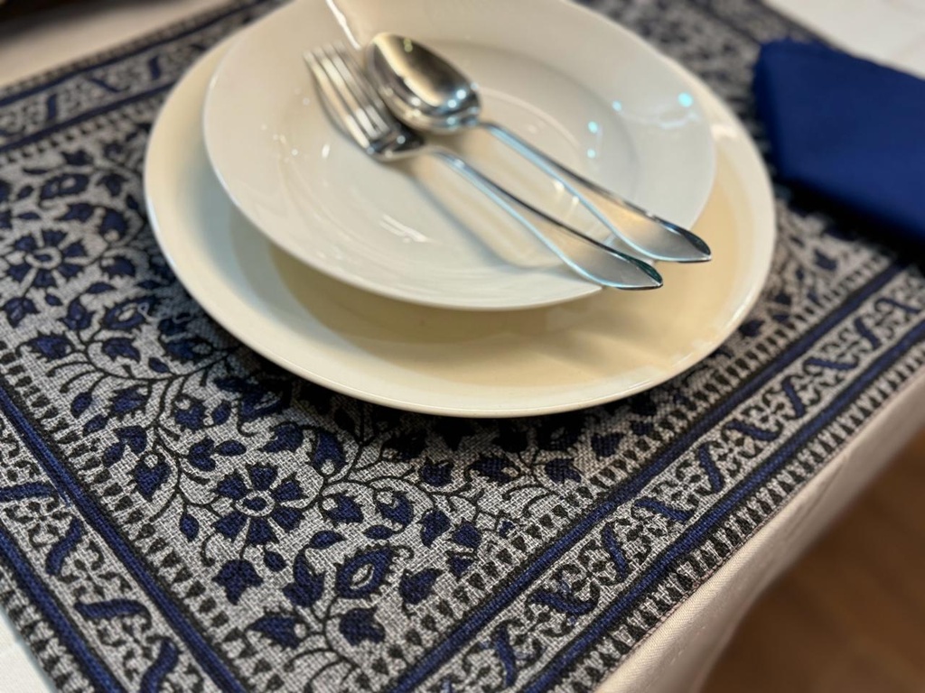 Block-printed Table Mats with Napkins - Set of 6
