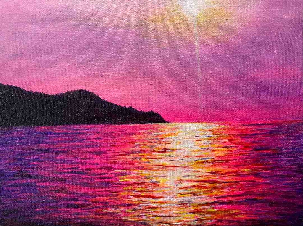 Seascape Painting Sparkling Reflection