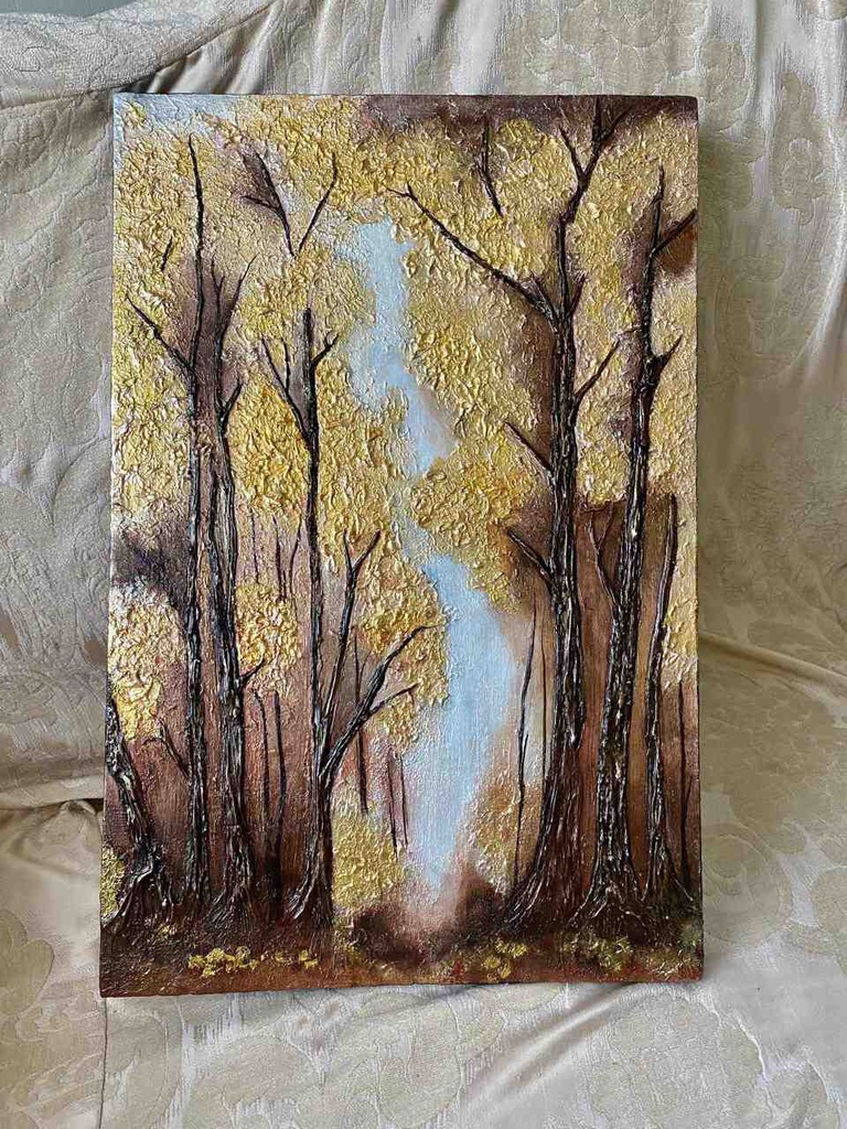 Serene Golden Autumn Abstract Landscape 