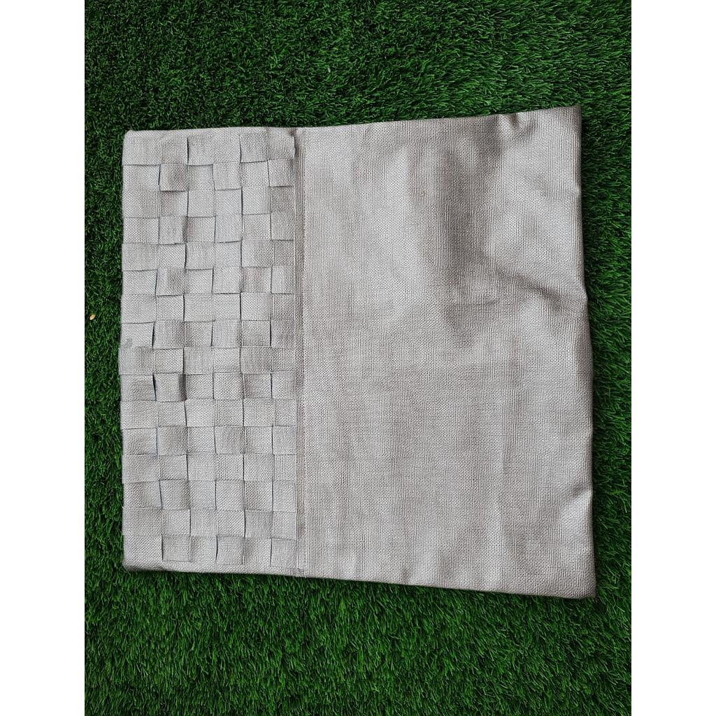 Metallic Leather Weaved Cushion Cover