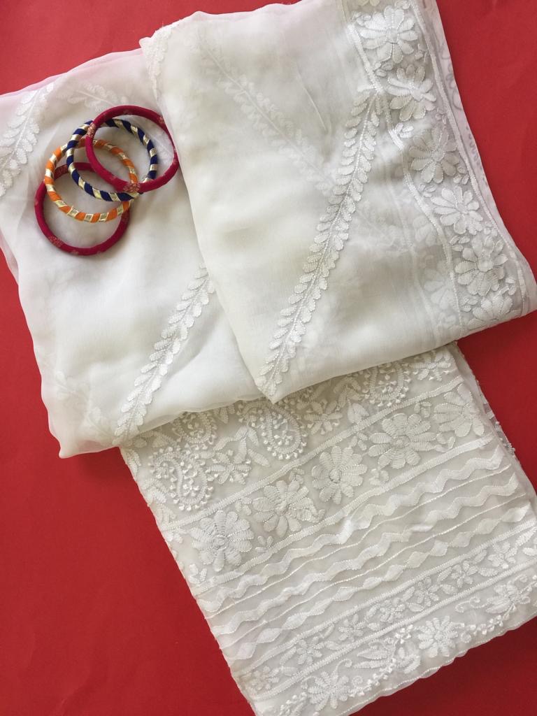 Pure Chiffon Dupatta And Shirt 2 Piece Unstitched