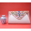 Hand embroidered clutch with chain