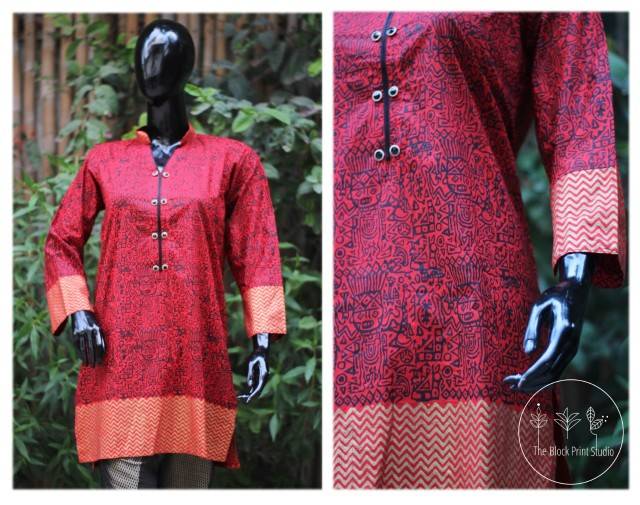 Block Printed unstitched shirt