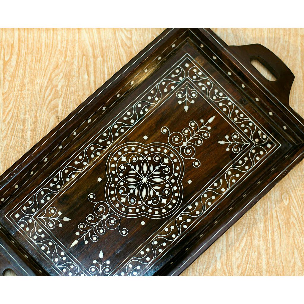 Wooden Breakfast Tray with Inlay Work 