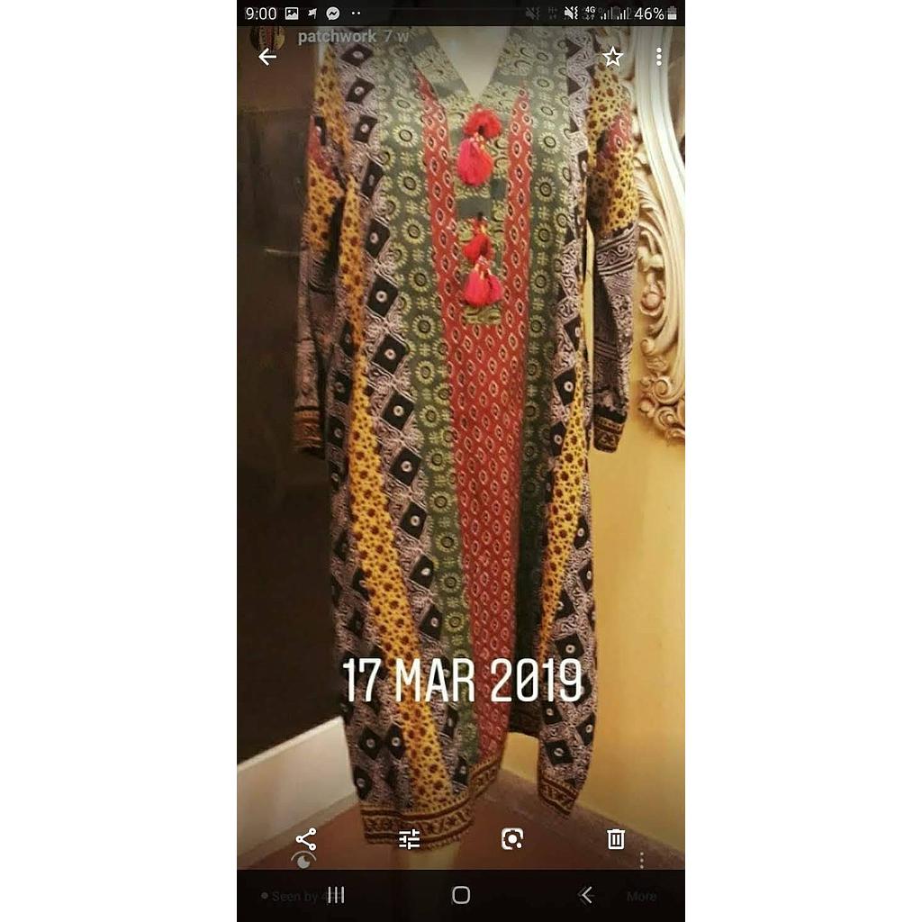 Ajrak Patched Work Kurta