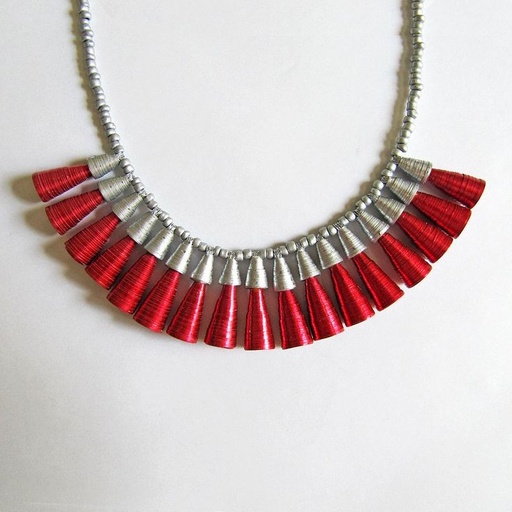 [PK3169-JW-NCK-009521] Paper beads necklace