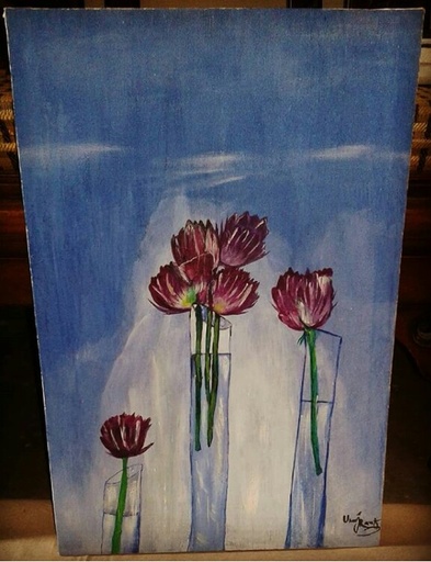 [PK3165-AR-PAI-009537] Flowers Vase Painting
