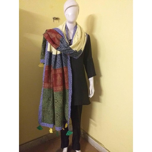[PK2249-CM-SHW-009797] Ajrak Patched Work Shawl
