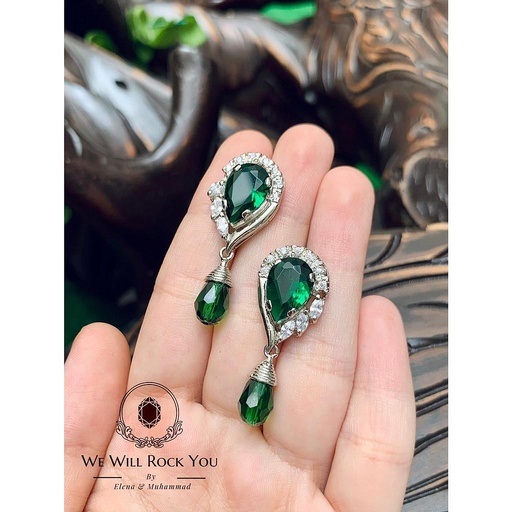 [PK3263-JW-EAR-010057] Swarovski Green