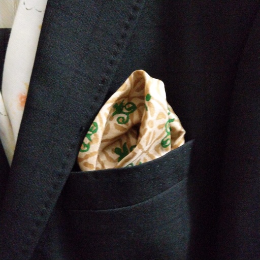 [PK3244-GN-GEN-010068] Block Printed Pocket Square