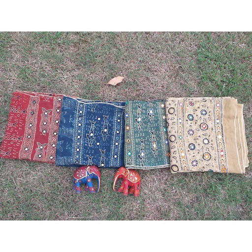 [PK2249-GN-GEN-010117] Ajrak shawls with mirror work