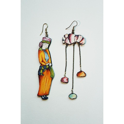 [PK3192-JW-EAR-010329] hand painted miniature earrings