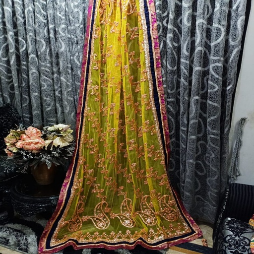 [PK3342-GN-GEN-010615] Beautiful handmade gota dupatta for mehndi and nikkah