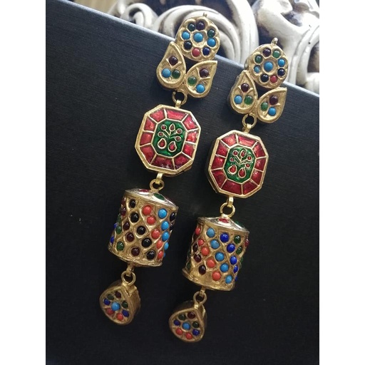 [PK3229-JW-EAR-010633] Noratan Meena kundan Earings