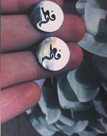 [PK3192-JW-EAR-010695] handmade calligraphy ear studs