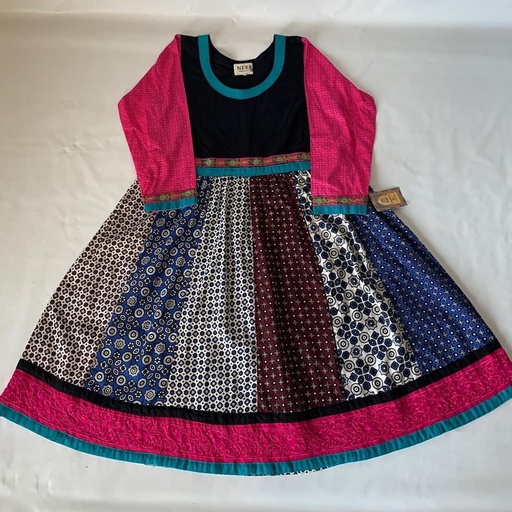 [PK3334-CW-PRT-010700] Bohemian Multi Panel Dress