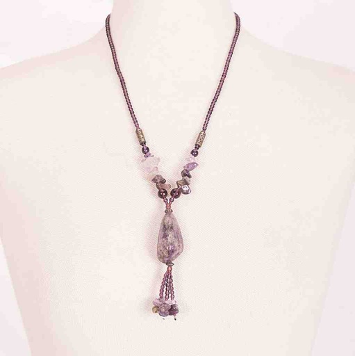[PK3363-JW-NCK-010703] Tumbled Amethyst Pendant