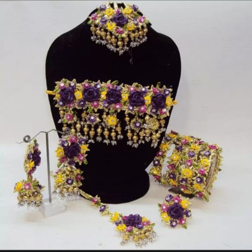 [PK3342-JW-GEN-010746] Handmade Gota set with dough flowers