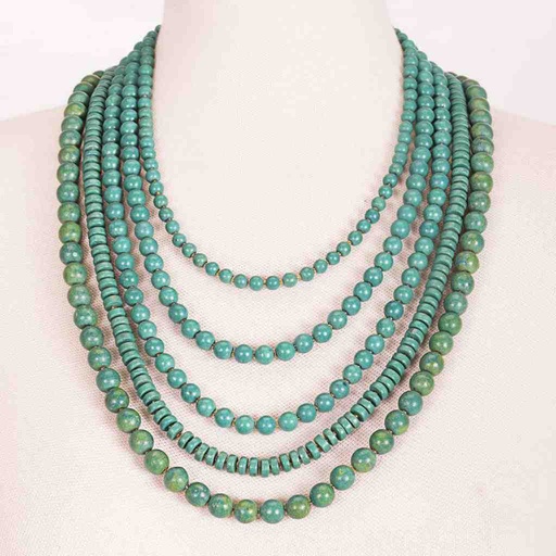[PK3363-JW-NCK-010769] Multi Layered Turquoise Mala