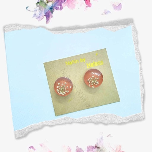 [PK3239-JW-EAR-010796] Handmade real dry flower Clear glass finish earrings
