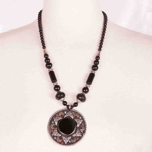 [PK3363-JW-NCK-010857] Black Onyx Antique Pendant