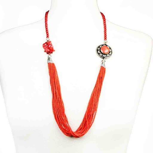 [PK3363-JW-EAR-010871] Asymmetric Coral Mala 