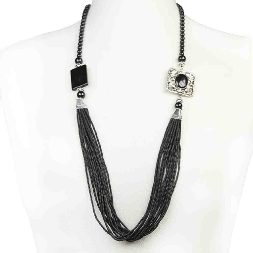[PK3363-JW-EAR-010873] Assymetric Onyx Mala