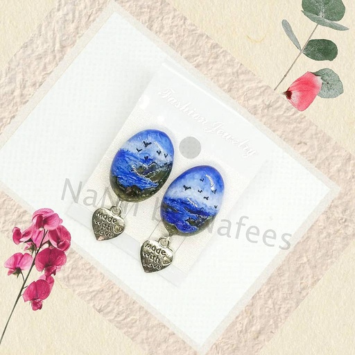 [PK3239-JW-EAR-010947] Hand painted scene earrings