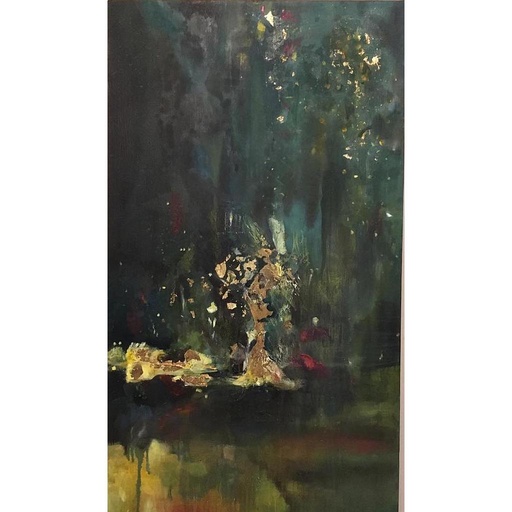 [PK3190-AR-PAI-010985] gold leaf oil paintng