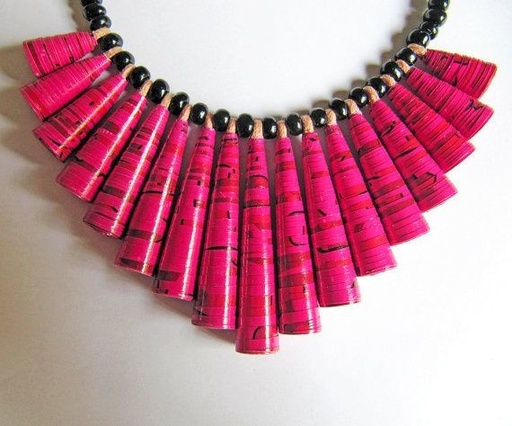 [PK3169-JW-NCK-011059] Paper beads necklace (durable jewellery)