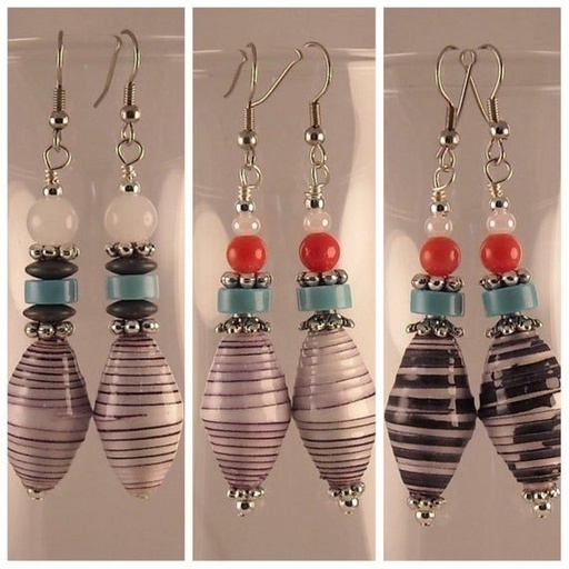 [PK3169-JW-EAR-011066] Paper beads jewellery (durable)