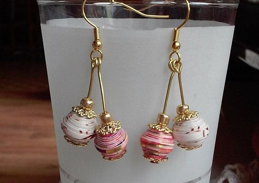 [PK3169-JW-EAR-011067] Paper beads jewellery (durable)