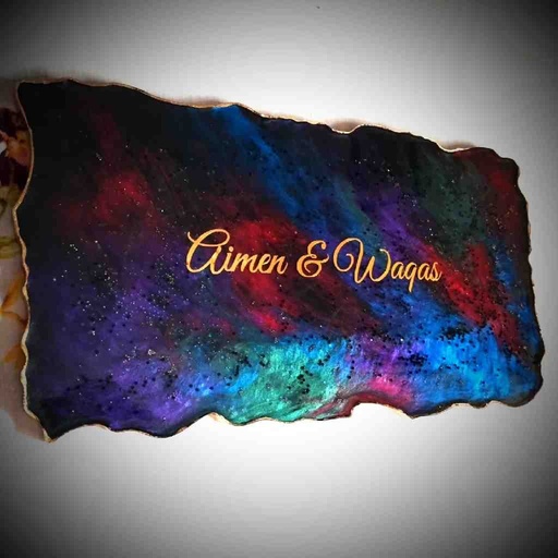 [PK3098-HM-KMA-011241] Galaxy theme Resinart Name Plate 