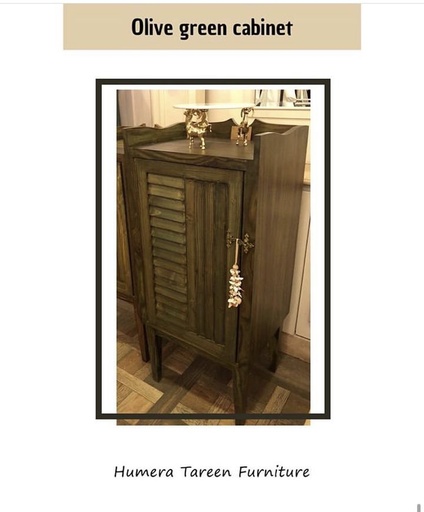 [PK3197-HM-FUR-011258] Olive green cabinet