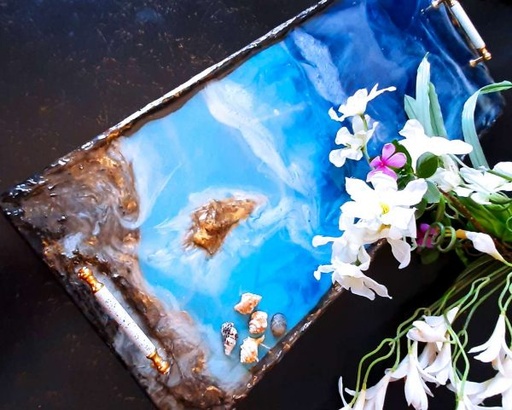 [PK3098-HM-BKT-011268] Emerald Oceania Resin Tray