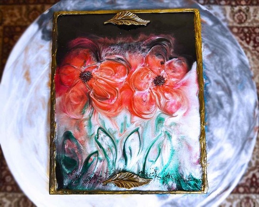 [PK3098-HM-KMA-011277] Red Blossoms Resin Tray