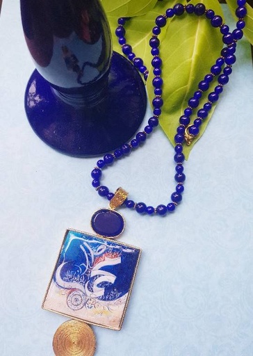 [PK2601-JW-NCK-011458] Blue Calligraphy
