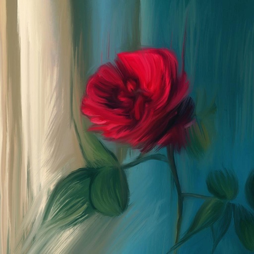 [PK2747-CF-ART-012140] Red Rose Digital Oil Painting