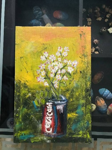 [PK4009-AR-PAI-012733] Coca-Cola & floral painting