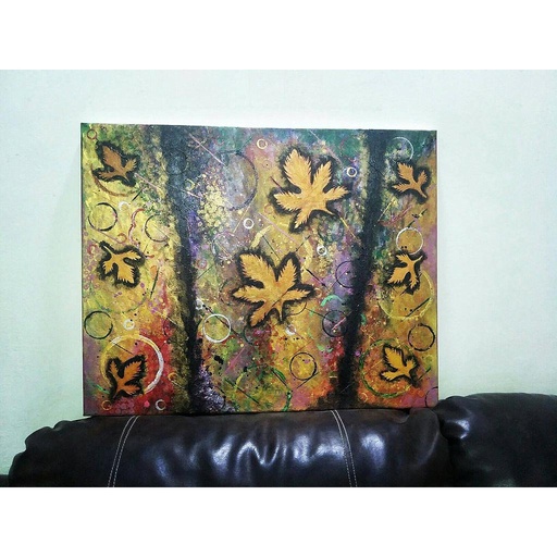 [PK4123-AR-PAI-012741] Autumn leaves Abstract Art